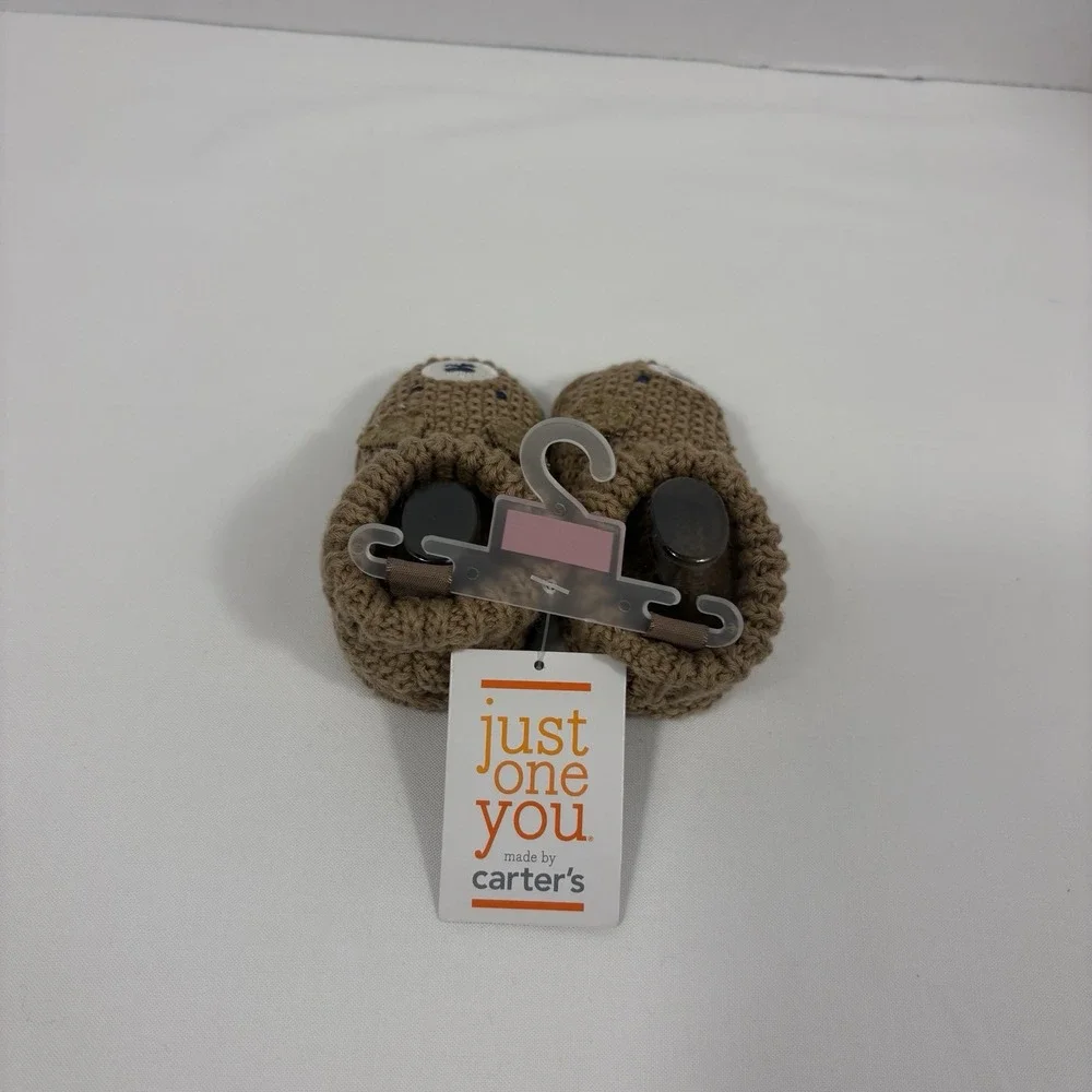 Just One You Carter's Newborn Baby Brown Bear Knitted Bootie Slippers Shoes